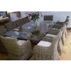 2.4m x 1.4m Reclaimed Teak Root Rectangular Dining Table with 10 Donna Chairs - 1